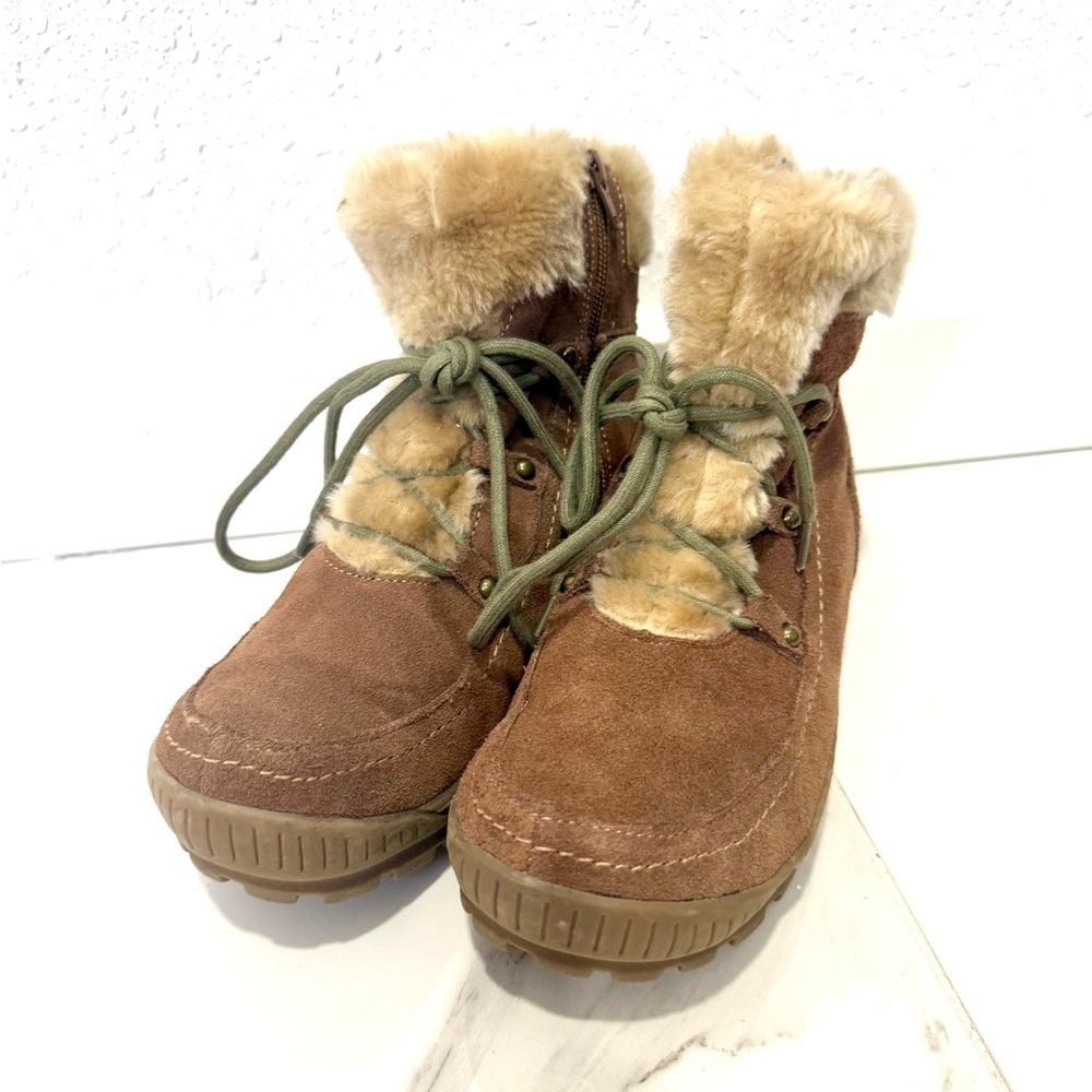 BareTraps Deelya suede tan‎ Ankle Boots with Faux Fur 9M